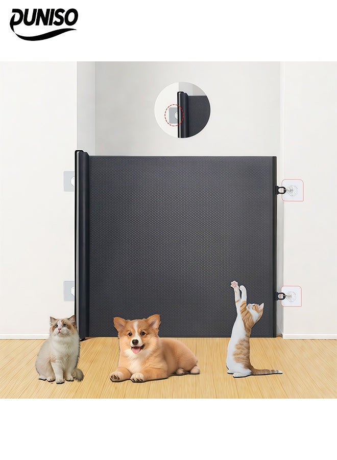 DUNISO Retractable Baby Gate,Mesh Baby Gate Or Mesh Dog Gate, Extra Wide Safety Gate For Babies And Pets,No Need To Drill Holes，Adjustable Length，For Stairs,Doorways,Hallways,Indoor,Outdoor ,130*78cm  - Image 1