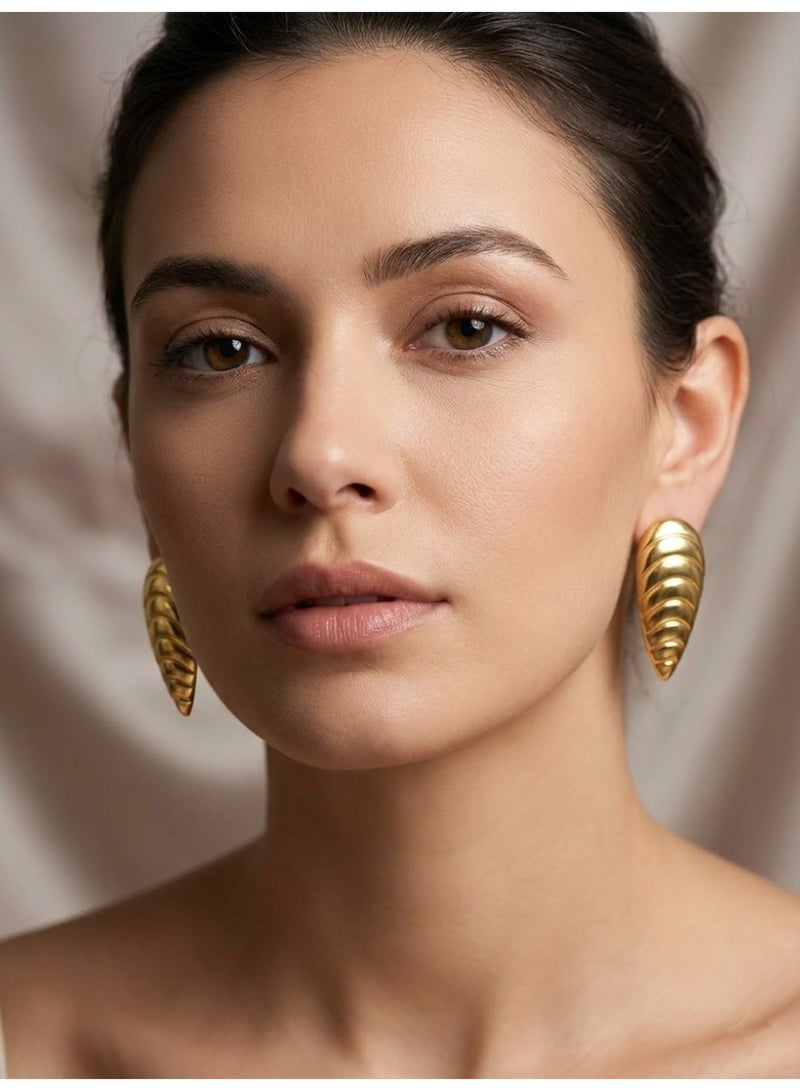 Vbranda Pure stainless steel earrings featuring a tiered conical design for a unique and bold modern look - Image 1