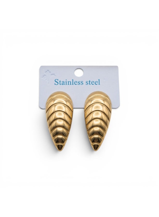 Vbranda Pure stainless steel earrings featuring a tiered conical design for a unique and bold modern look - Image 2