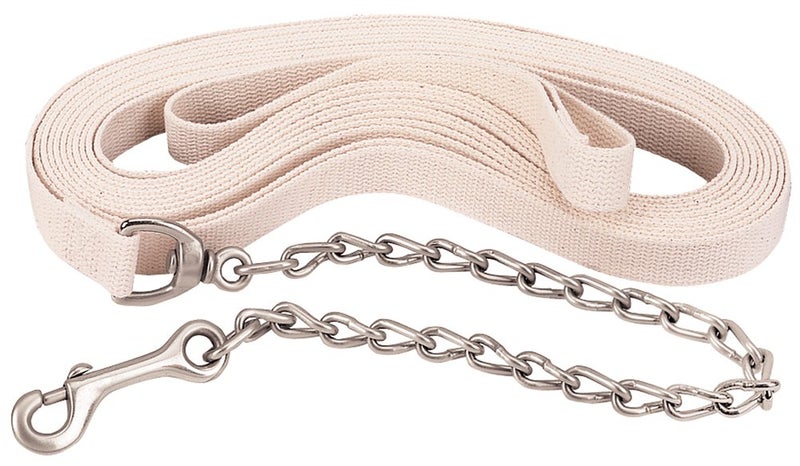 Weaver Leather Flat Cotton Lunge Line with Chain , White , 1-Inch x 27-Feet - Image 3