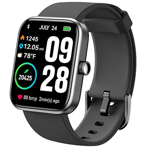 TOZO S2 44mm Smart Watch Alexa Built-in Fitness Tracker with Heart Rate and Blood Oxygen Monitor,Sleep Monitor 5ATM Waterproof HD Touchscreen for Men Women Compatible with iPhone&Android Black - Image 1