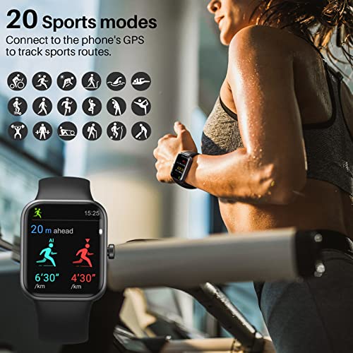 TOZO S2 44mm Smart Watch Alexa Built-in Fitness Tracker with Heart Rate and Blood Oxygen Monitor,Sleep Monitor 5ATM Waterproof HD Touchscreen for Men Women Compatible with iPhone&Android Black - Image 3