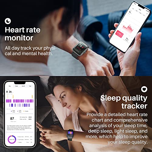 TOZO S2 44mm Smart Watch Alexa Built-in Fitness Tracker with Heart Rate and Blood Oxygen Monitor,Sleep Monitor 5ATM Waterproof HD Touchscreen for Men Women Compatible with iPhone&Android Black - Image 4