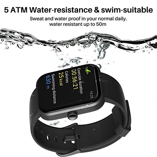 TOZO S2 44mm Smart Watch Alexa Built-in Fitness Tracker with Heart Rate and Blood Oxygen Monitor,Sleep Monitor 5ATM Waterproof HD Touchscreen for Men Women Compatible with iPhone&Android Black - Image 5