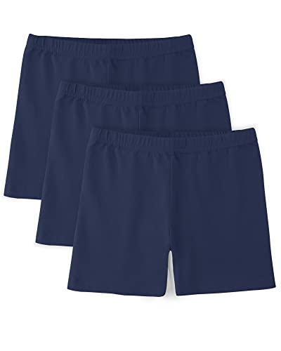 BOOPH Girls Bike Shorts Cartwheel Dance Shorts for Kids Under Dress 5-6 Years Navy 3 Pack - Image 1