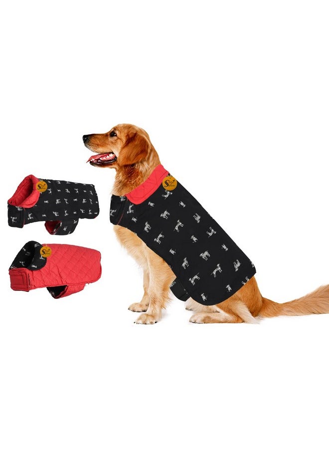 Sage Square Dog Fleece Jacket Reversible Dog Vest Waterproof, Windproof Cold Weather Dog Clothes Pet Apparel For Dogs (Black And Red) (Small) (12 Inches)  - Image 1