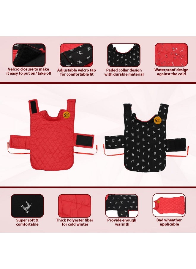 Sage Square Dog Fleece Jacket Reversible Dog Vest Waterproof, Windproof Cold Weather Dog Clothes Pet Apparel For Dogs (Black And Red) (Small) (12 Inches)  - Image 4
