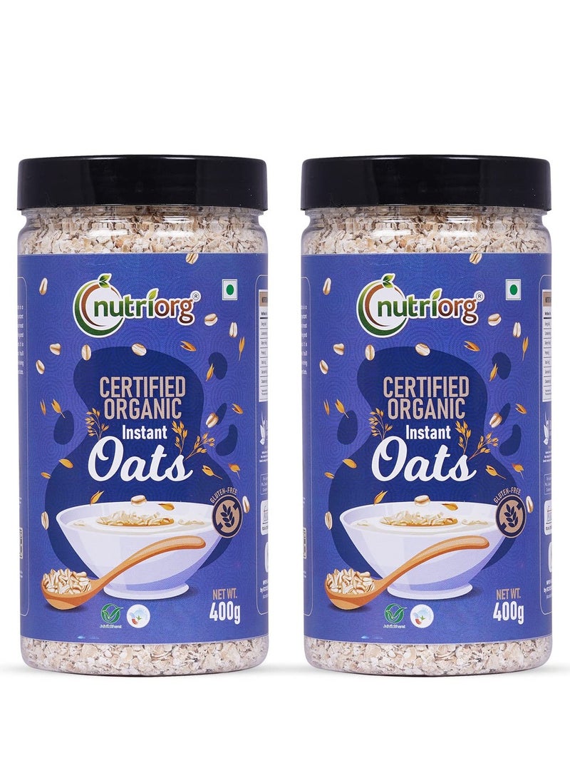 Nutriorg Organic Instant Oats 800g (Pack of 2 * 400g) | Gluten Free | Oats for Weight Loss | Protein Rich - Image 1
