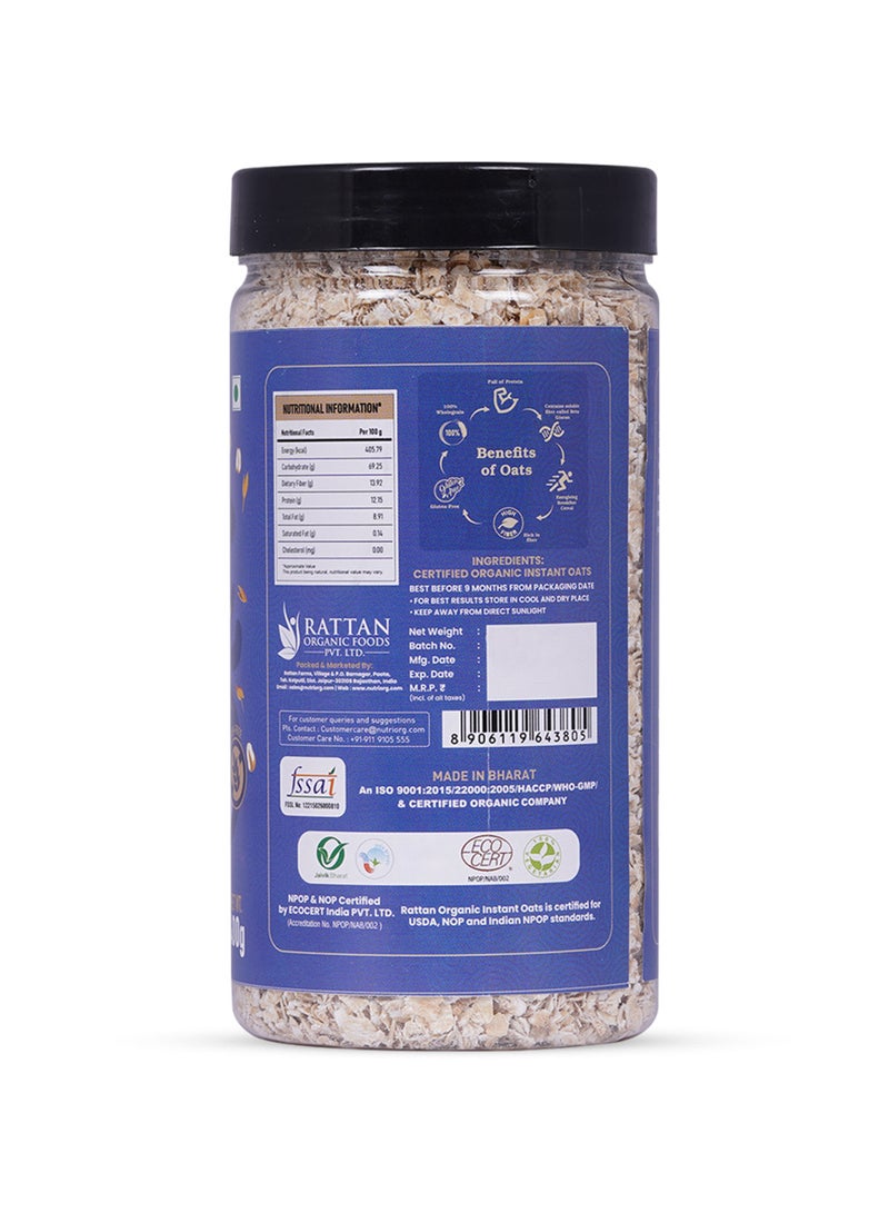 Nutriorg Organic Instant Oats 800g (Pack of 2 * 400g) | Gluten Free | Oats for Weight Loss | Protein Rich - Image 2