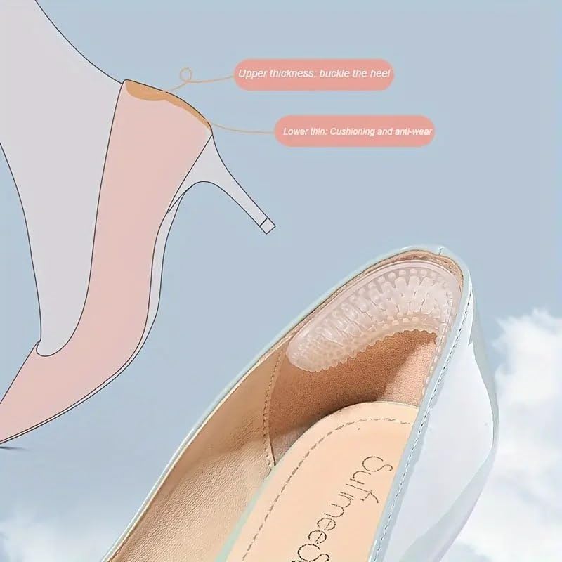 FLASHFOX Shoe Bite Protector Self-Adhesive Silicone Heel Grips Inserts for Loose Shoes | Anti-Slip Heel Pads & Liners | Shoe Snugs for Comfort & Heel Pain Relief for Men & Women – 1 Pair (Heel Liner) - Image 4