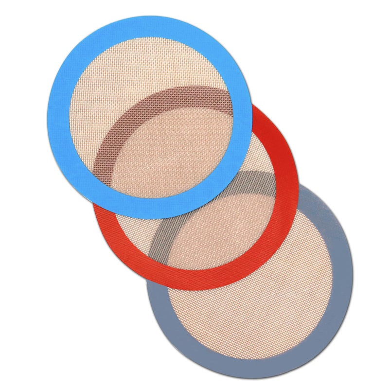 Goalfly 8 Inch Round Silicone Bakintg Mat, Set of 3 Reusable Silicone Baking Mats, Silicone Mat for 8 Inch Cake Pan, Silicone Mat for Baking Cake, Pizza, Pie, Bread, Macaron (Red, Blue, Grey) - Image 1