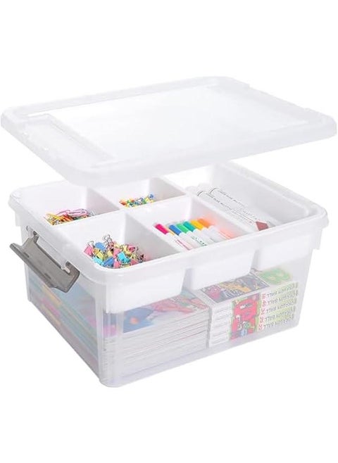 Durku 17 QT Plastic Storage Box with Removable Tray Craft Organizers and Storage Clear Storage Container for Organizing Bead, Tool, Sewing, Playdoh (Style A)