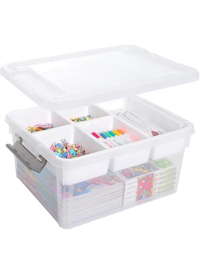 HOOKOR Durku 17 QT Plastic Storage Box with Removable Tray Craft Organizers and Storage Clear Storage Container for Organizing Bead, Tool, Sewing, Playdoh (Style A)  - Image 1
