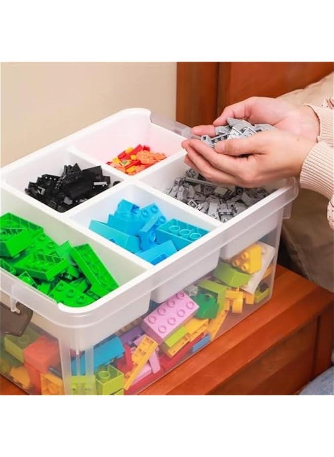 HOOKOR Durku 17 QT Plastic Storage Box with Removable Tray Craft Organizers and Storage Clear Storage Container for Organizing Bead, Tool, Sewing, Playdoh (Style A)  - Image 3