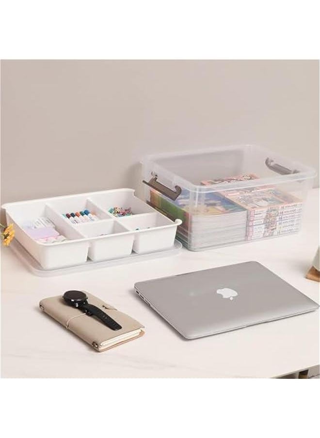 HOOKOR Durku 17 QT Plastic Storage Box with Removable Tray Craft Organizers and Storage Clear Storage Container for Organizing Bead, Tool, Sewing, Playdoh (Style A)  - Image 4