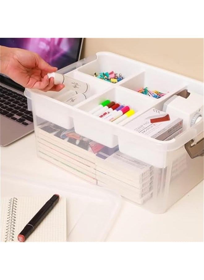 HOOKOR - Durku 17 QT Plastic Storage Box with Removable Tray Craft Organizers and Storage Clear Storage Container for Organizing Bead, Tool, Sewing, Playdoh (Style A) - Image 1