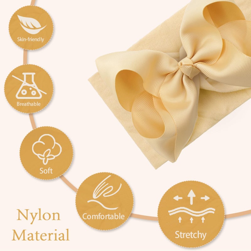 Yxiang 12PCS 6" Baby Headband Bows, Soft Nylon Hairbands Cute Big Bow Super Elastic Headband for Baby Girls Newborn Infant Toddlers - Image 3