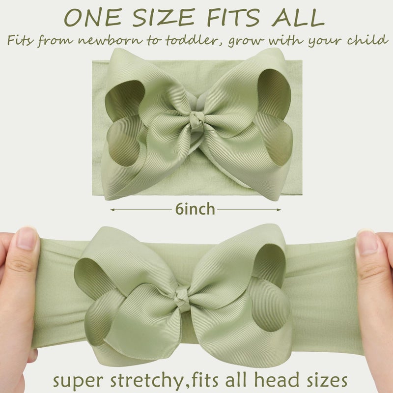 Yxiang 12PCS 6" Baby Headband Bows, Soft Nylon Hairbands Cute Big Bow Super Elastic Headband for Baby Girls Newborn Infant Toddlers - Image 2