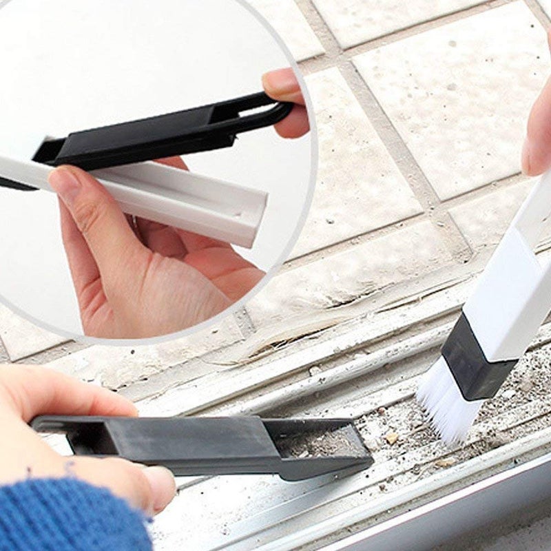 sbaprime 2 in 1 MultiFunction PP Plastic Window Slot Screen Keyboard Drawer Wardrobe Corner Gap Dust Removal Cleaning Brush with Dustpan - Image 3