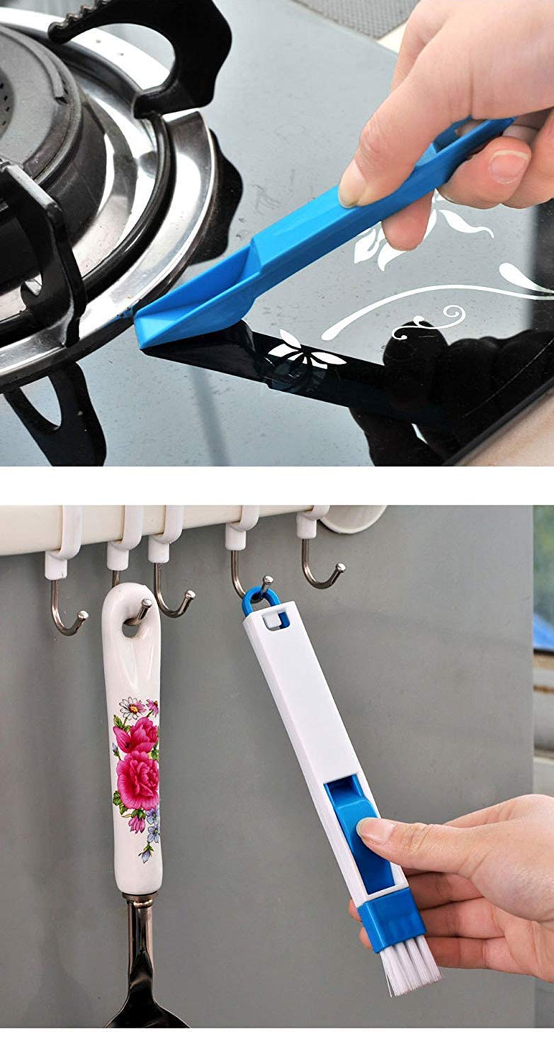 sbaprime 2 in 1 MultiFunction PP Plastic Window Slot Screen Keyboard Drawer Wardrobe Corner Gap Dust Removal Cleaning Brush with Dustpan - Image 4