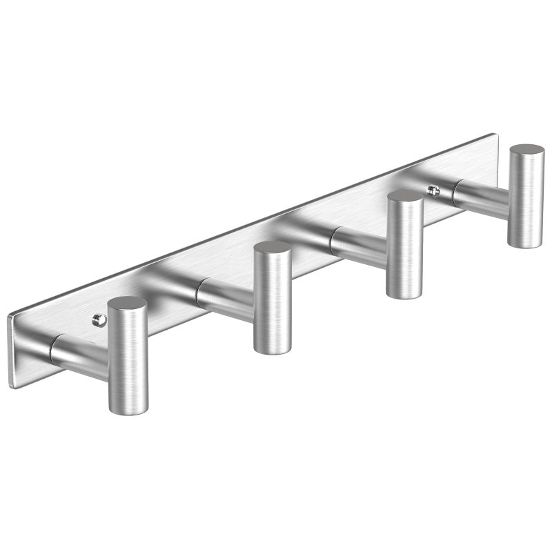 VAEHOLD 1PACK Hat and Coat Wall Mount Rack - 4 Hooks for Robes, Bags, Keys, and Towels - Bathroom Towel Hanger Organizer -Silvery - Image 1