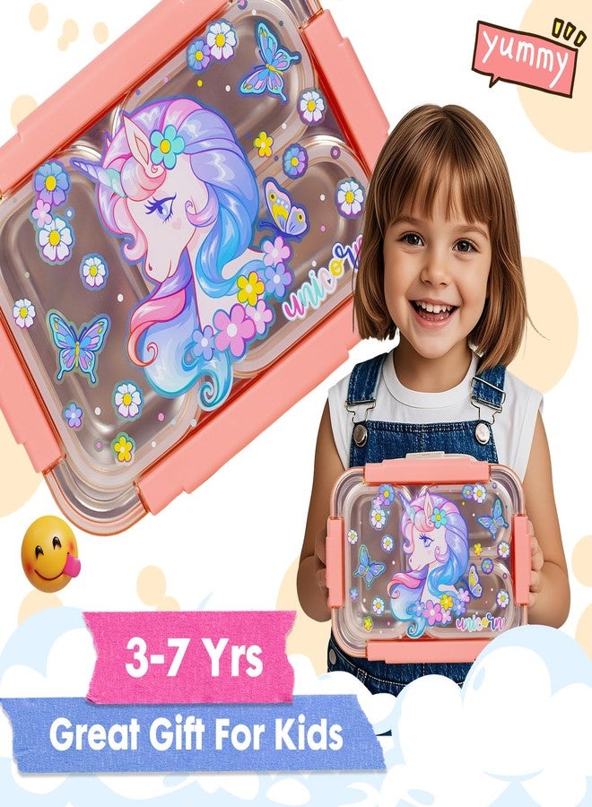 YOYTOO Stainless Steel Bento Lunch Box for Kids, 710 ml/23.5 oz BPA-Free Leak-Proof Children Food Containers with 3 Compartments, Back to School Students Daycare Lunches/Snack - Image 5