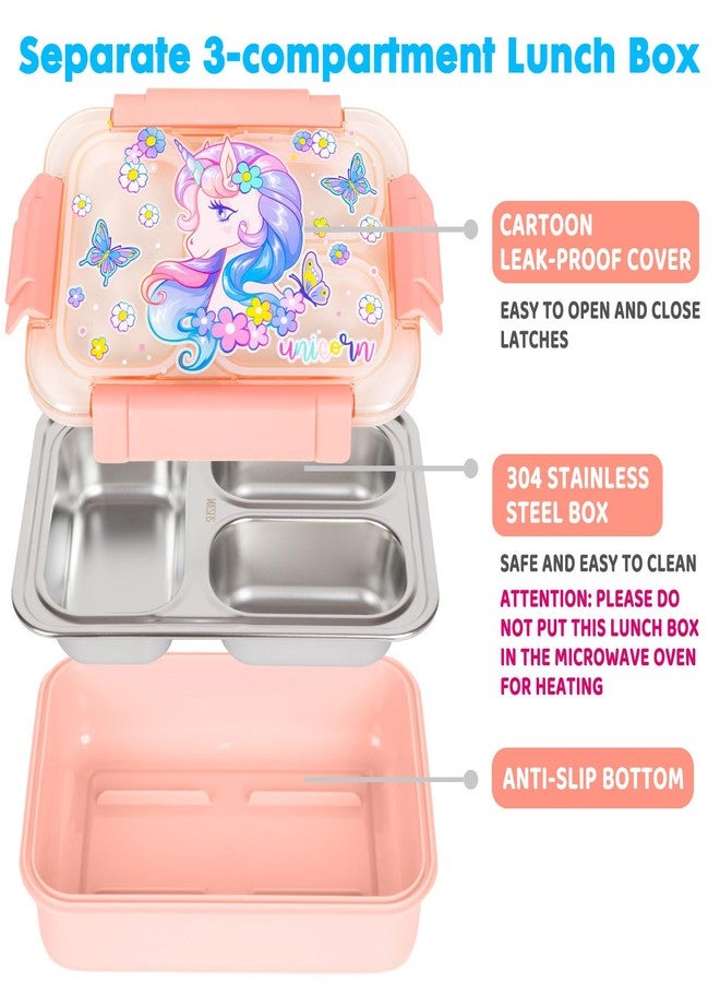 YOYTOO Stainless Steel Bento Lunch Box for Kids, 710 ml/23.5 oz BPA-Free Leak-Proof Children Food Containers with 3 Compartments, Back to School Students Daycare Lunches/Snack - Image 4