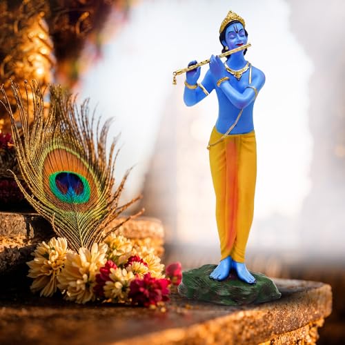 BLADESMITH Standing Krishna Statue - Elegant Krishna Idol Small for Home Decor - Exquisite Krishna Idol Figurine for Spiritual Decor and Gift, Perfectly Crafted with Fine Details - Image 1