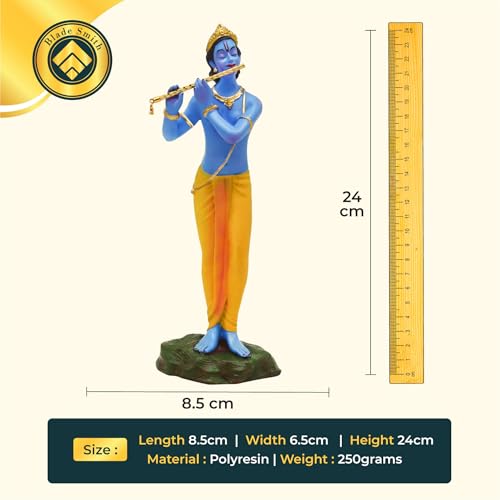 BLADESMITH Standing Krishna Statue - Elegant Krishna Idol Small for Home Decor - Exquisite Krishna Idol Figurine for Spiritual Decor and Gift, Perfectly Crafted with Fine Details - Image 4