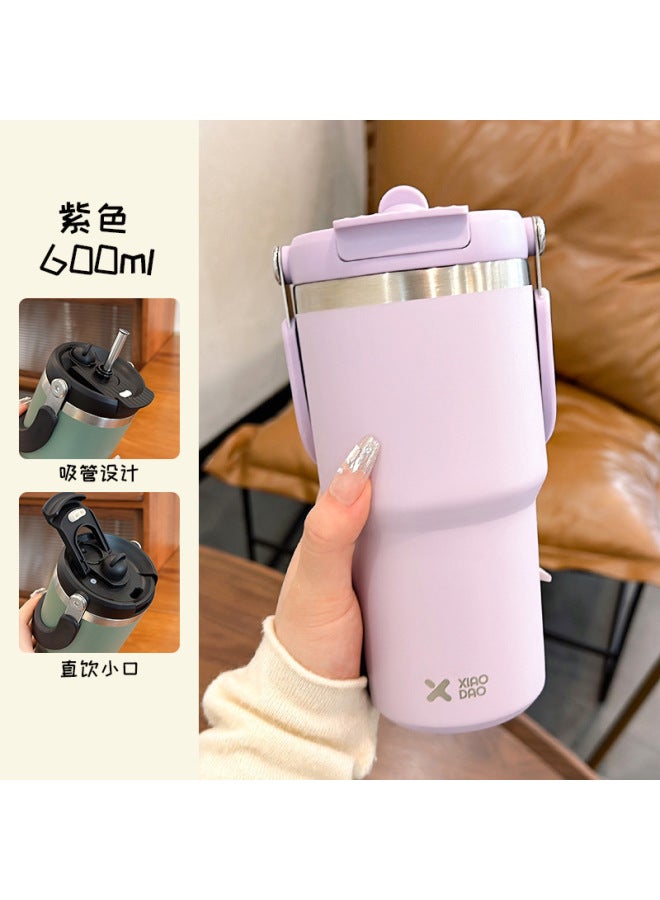 Net Red Double Drink Thermos Cup Girls High Color Value Straw Ice Bully Cup Car Cold Water Cup Car Cup Student Cup