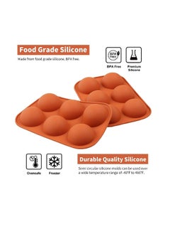 Silicone Molds, 6 Holes Semi Sphere Chocolate Molds, 4 Pack Silicone Baking Mold for Making Hot Chocolate Bombs, Cake, Jelly (Comes with 2 Droppers)