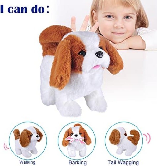 WorWoder Plush Saint Bernard Toy Puppy - Interactive Walking, Barking, Wagging Tail Dog for Kids - Image 5