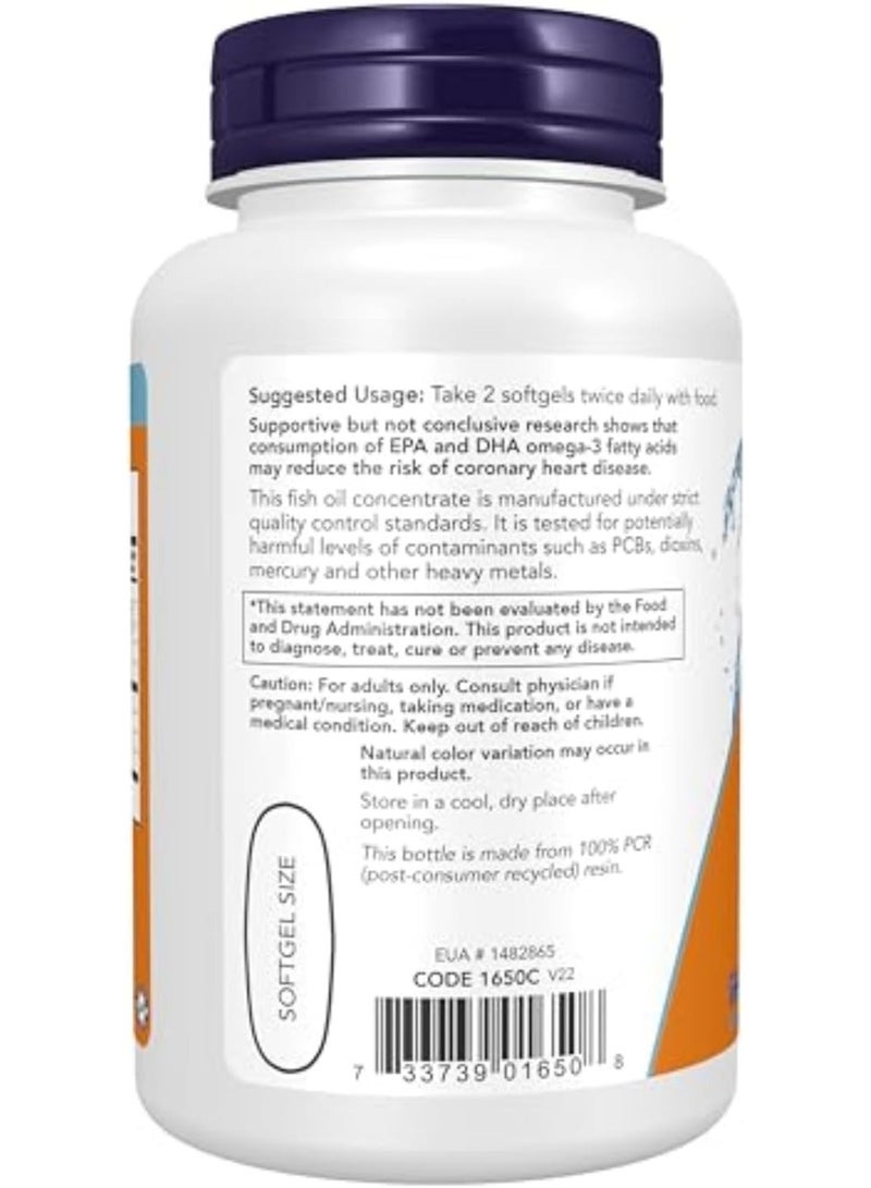 NOW Supplements, Omega-3 180 EPA / 120 DHA, Molecularly Distilled, Cardiovascular Support, 100 Softgels - Image 3