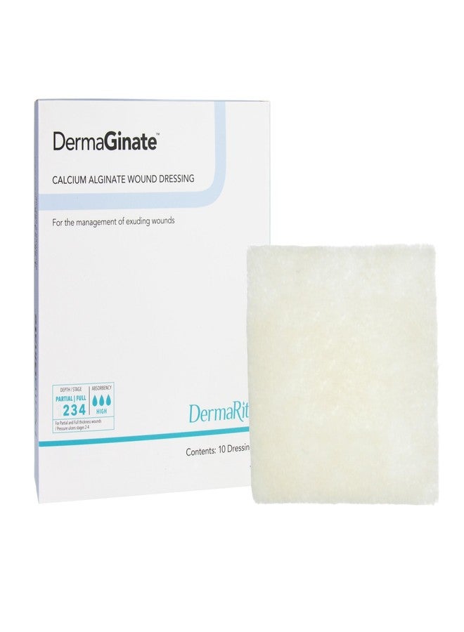 DermaRite's DermaGinate, Calcium Alginate Wound Care Dressing - Sterile, Highly Absorbent, Gels on Moisture Contact - 2 in. x 2 in., 10 Count - Image 1