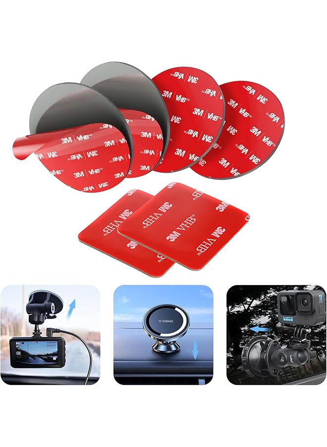 PROMASS promass Double Sided Adhesive Pads.promass VHB Sticky Dash Cam Mounting Tape.Car Mount Sticky Pad Replacement.Heavy Duty Tape Sticker for Cars Dashboard &Daily Use.Waterproof,Heat-resistant.Squares&Round,6Packs  - Image 1