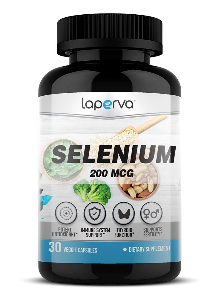 Laperva Selenium, Potent Antioxidant, Immune System Support, Thyroid Function, 30 Veggie Capsules, 200 mg