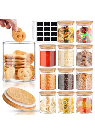 12 Pack Glass Jars Set, 250ml Spice Jars with Bamboo Lids, Clear Glass Food Storage Containers, Kitchen Canisters Set for Sugar, Tea, Cookie, Coffee with Labels and Pen - pzsku/ZC4FD876E8A578C5C14AFZ/45/_/1727266701/8d8be4ac-b62e-49e1-a3db-91ff606dd85e