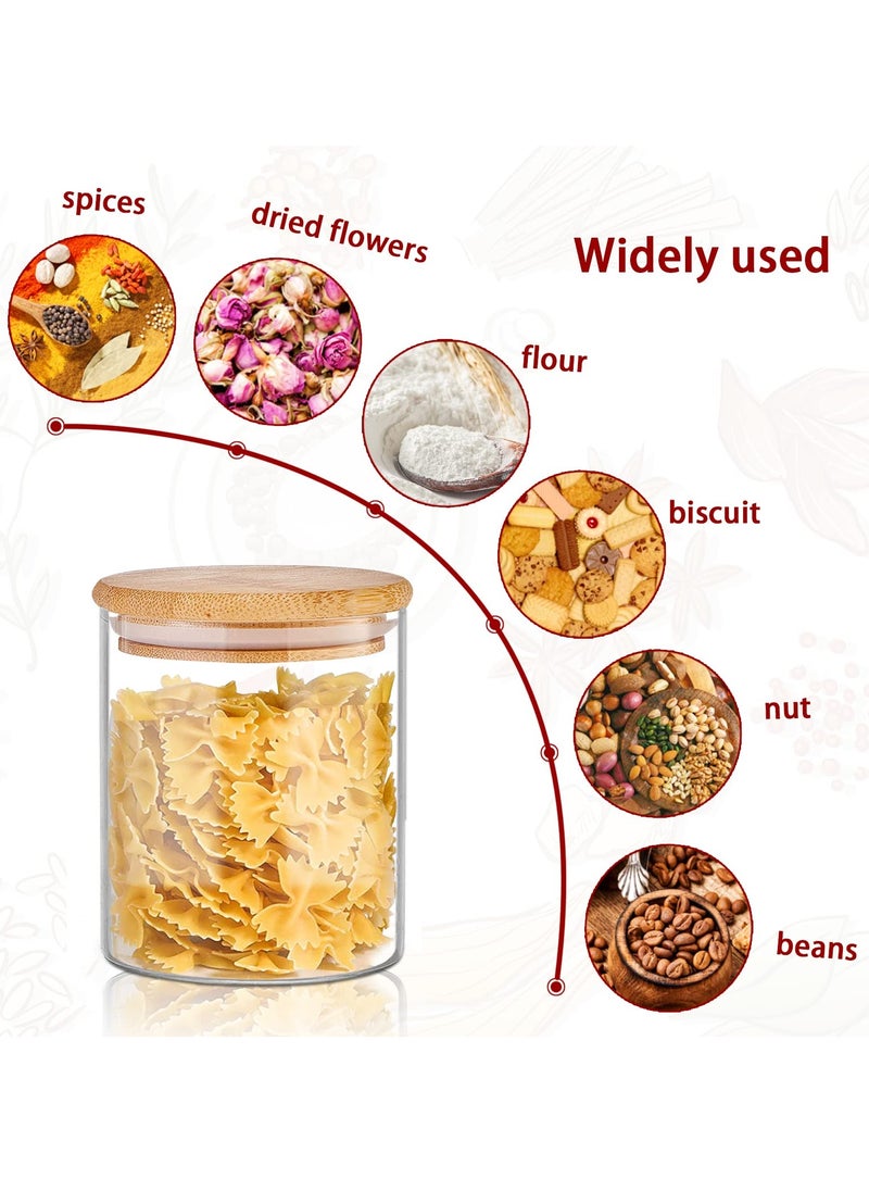 12 Pack Glass Jars Set, 250ml Spice Jars with Bamboo Lids, Clear Glass Food Storage Containers, Kitchen Canisters Set for Sugar, Tea, Cookie, Coffee with Labels and Pen