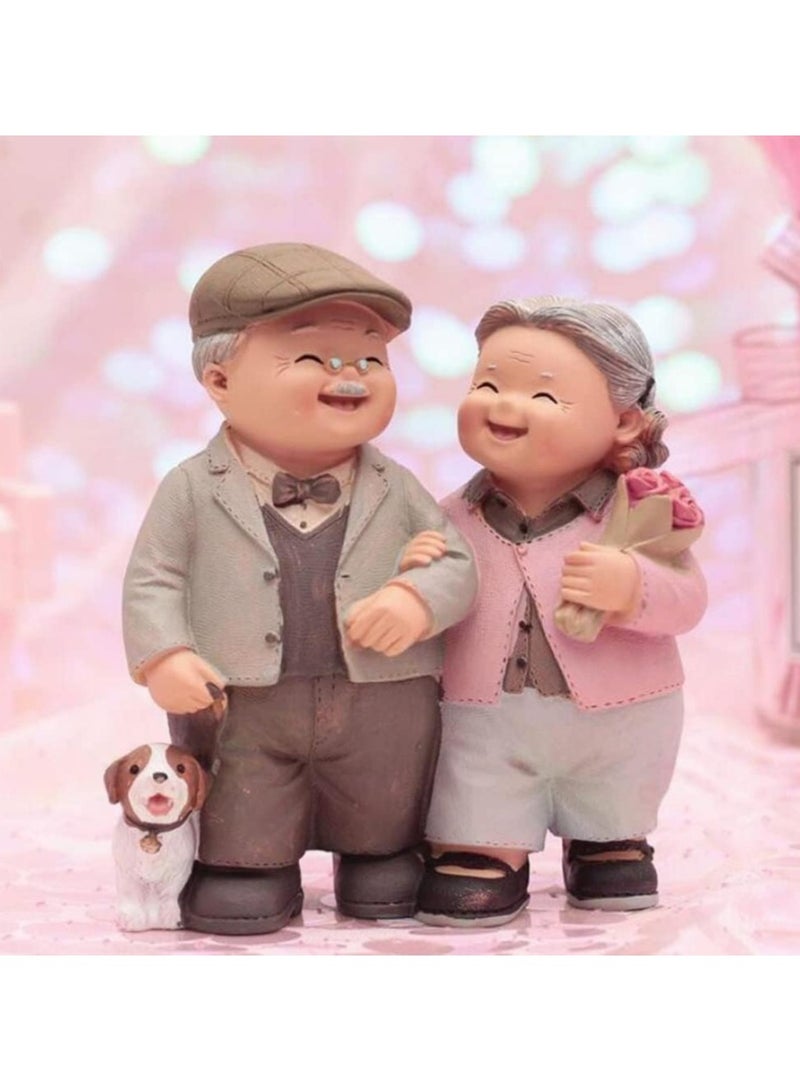 عام تمثال ثنائي مسن رائع، تمثال ثنائي مسن من الراتنج، تمثال مصغر لزوجين في عيد الحب، تزيين للمنزل وحفلات الزفاف - Image 5