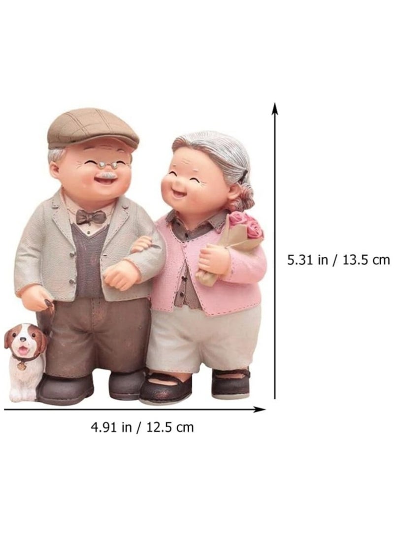 عام تمثال ثنائي مسن رائع، تمثال ثنائي مسن من الراتنج، تمثال مصغر لزوجين في عيد الحب، تزيين للمنزل وحفلات الزفاف - Image 4