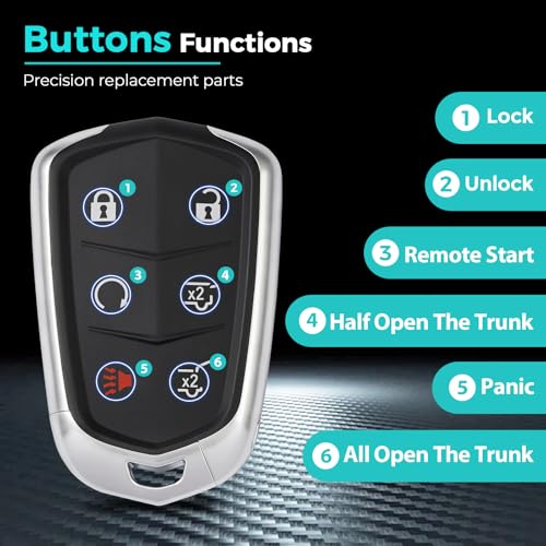 HelloAuto Key Fob Cover for Cadillac Escalade ESV 2015-2020, for Cadillac Key Fob Replacement, Key Fob Shell OEM Key Fob Case for 6 Buttons (HYQ2AB) - Image 4
