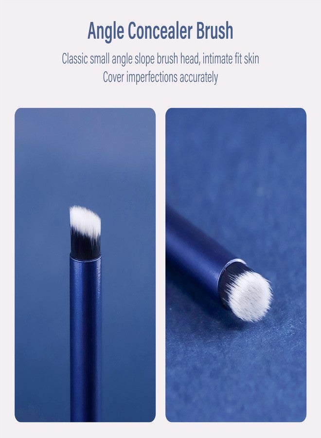 سكسبلس مجموعة فرش مكياج SIXPLUS: فرشاة كريم أساس وفرشاة كونسيلر، فرشاة كابوكي صناعية مسطحة الرأس حلزونية مخططة، مناسبة للسائل والكريم والتوزيع والكونسيلر وأحمر الخدود والبرونزر - قطعتان، لون أزرق داكن، هدية مثالية - Image 5