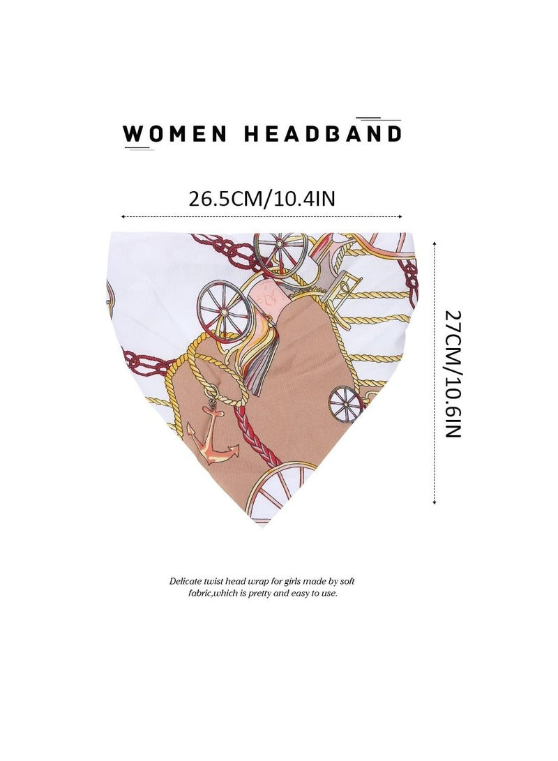 Y&D Head Scarfs, Boho Headbands Blue Triangle Scarfs Flower Chiffon Kerchief Hair Bandanas Wide Turban Elastic Band for Women and Girls (Pack of 3)  - Image 2