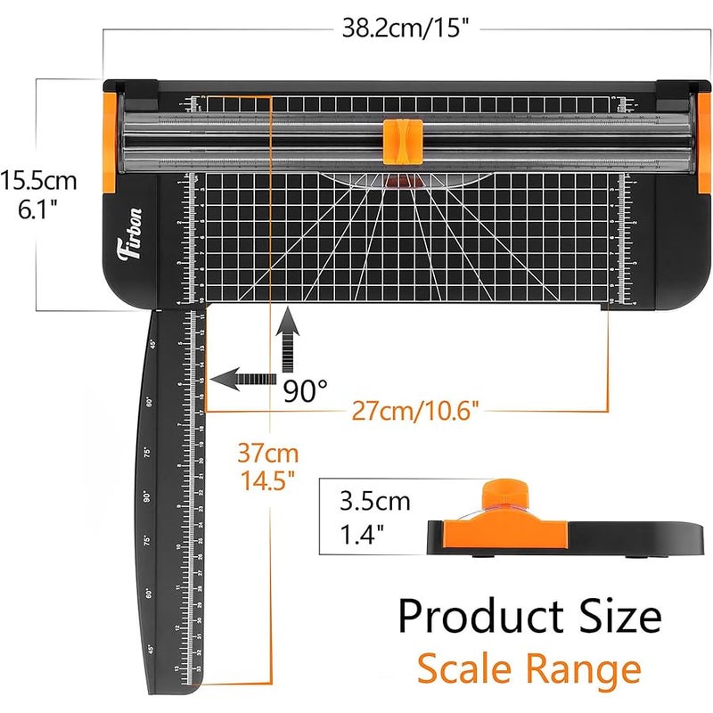 Firbon A4 Paper Cutter 12 Inch Titanium Paper Trimmer Scrapbooking Tool with Automatic Security Safeguard and Side Ruler for Craft Paper, Coupon, Label and Cardstock (Black) - Image 3