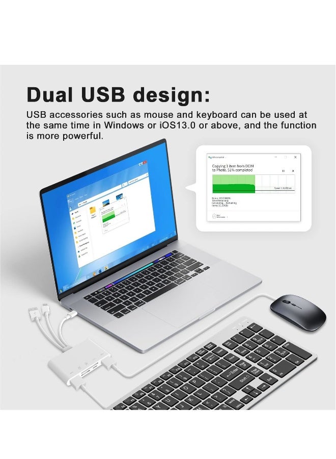 5-in-1 Memory Card Reader, USB OTG Adapter  SD Card Reader for iPhone/iPad, USB C and USB A Devices with Micro SD  SD Card Slots, OTG Adapter for SD/Micro SD/SDHC/SDXC/MMC - Image 2