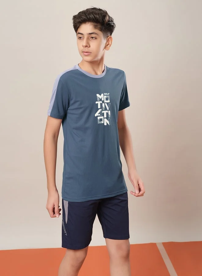 Technosport Color Block Crew Neck Regular Fit T-Shirt