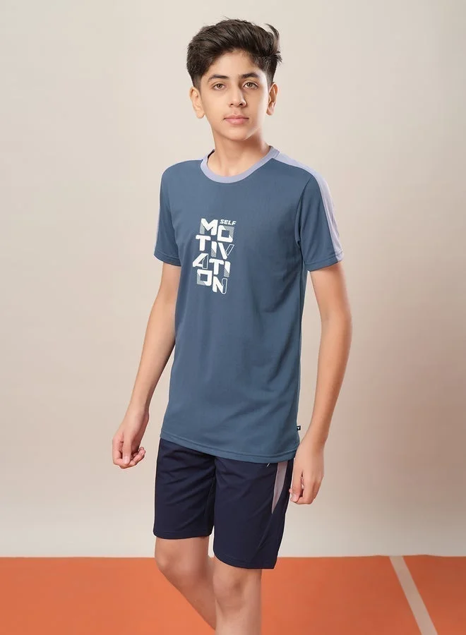 Technosport Color Block Crew Neck Regular Fit T-Shirt