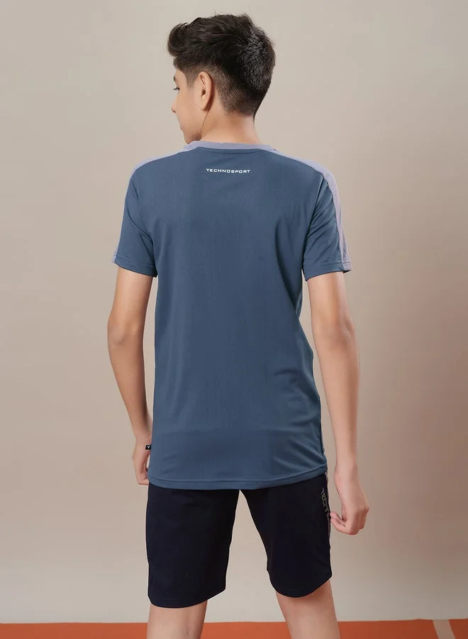 Technosport  Color Block Crew Neck Regular Fit T-Shirt for Men | Best Price UAE