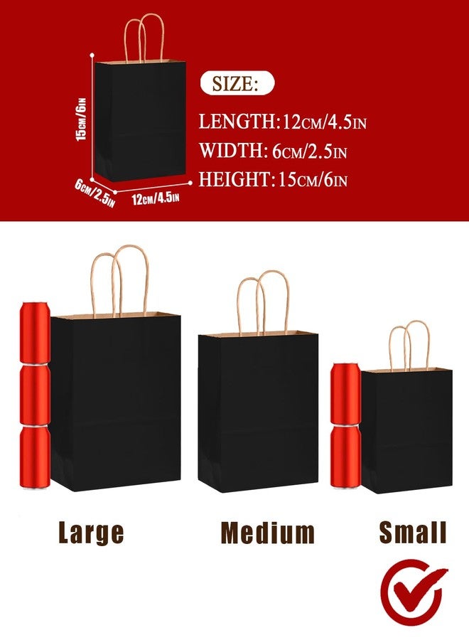 Bakepacker 60-Pack Small Size Gift Paper Bags with Handles Bulk 8.3"x6"x3.15" Black Party Kraft Shopping Bags - Image 5