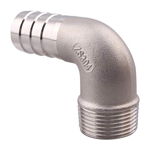 DERNORD 1" Hose Barb x 1" Male NPT Stainless Steel 90 Degree Elbow- Home Brew Pipe Fitting - Image 3